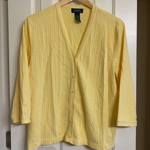 Butter yellow light cableknit cardi